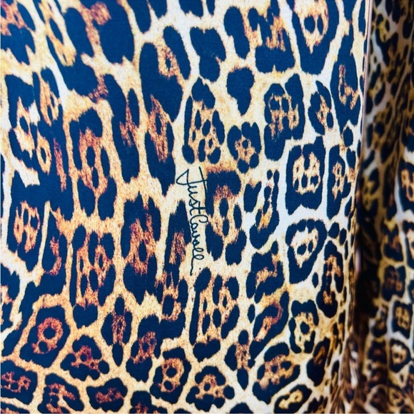 New! JUST CAVALLI Logo Color Block Animal Print Button Up Shirt Blouse - Picture 9 of 11